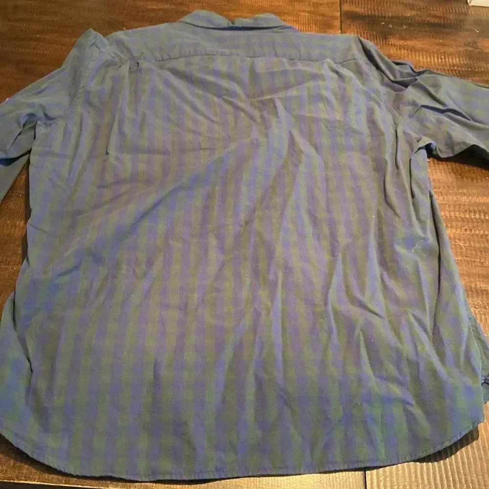 J. Crew Men's Blue and green check button down Shirt size large